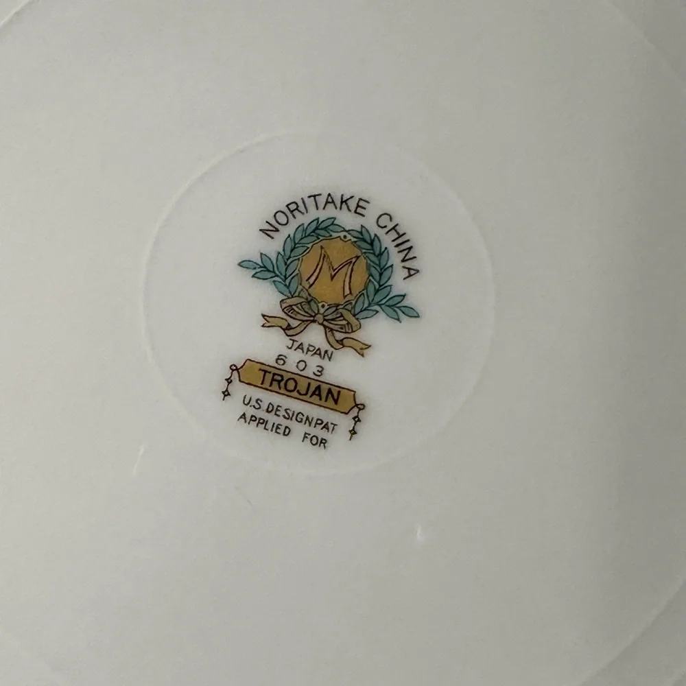 Vintage Noritake Trojan Round Double Handled Serving Bowl Gold Floral Japan